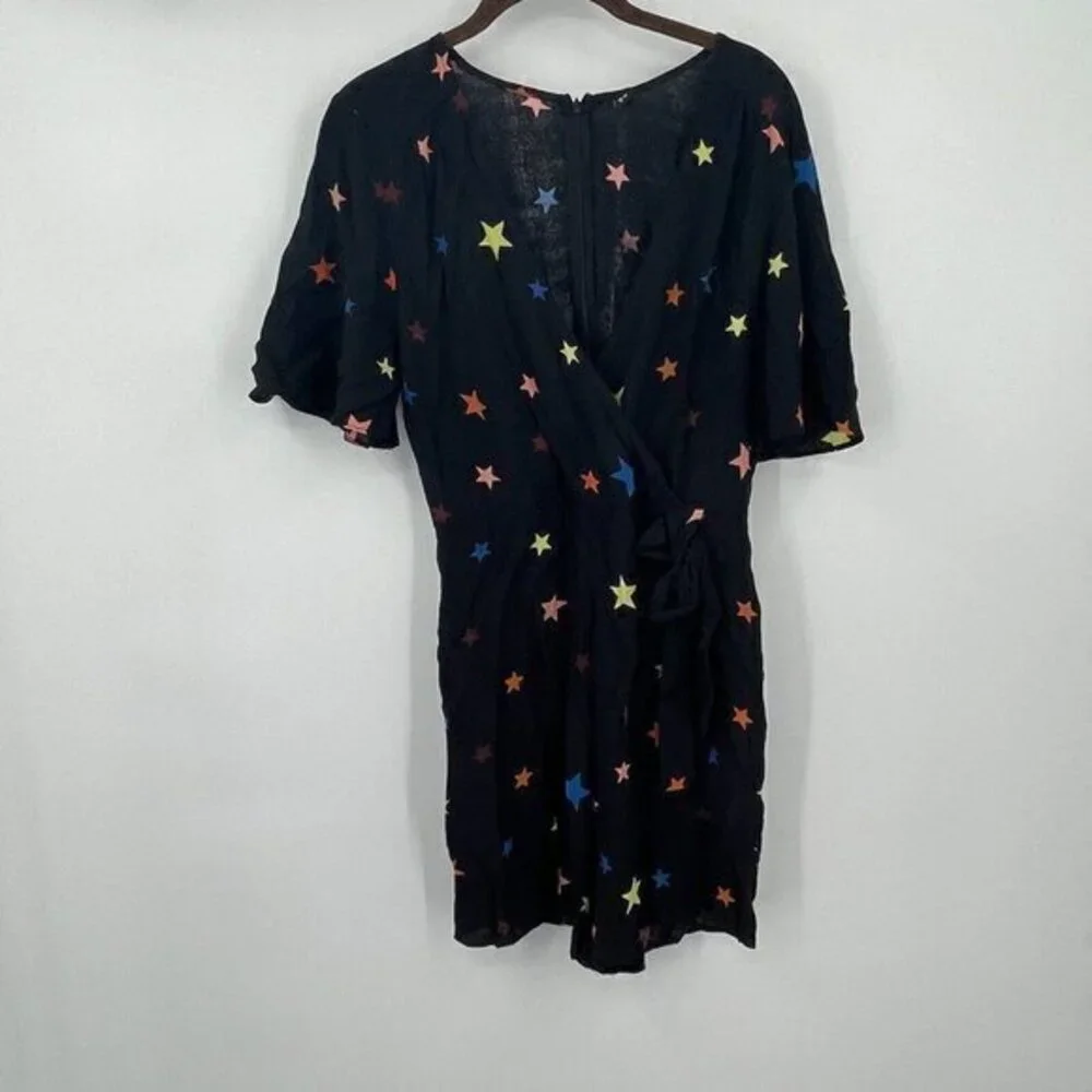 Nobody's Child ASOS Romper 4 Womens Stars Casual Black V Neck Shorts Knit Preppy